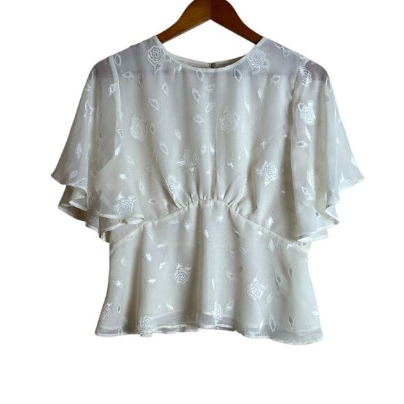 Express off white floral patterned Blouse. Size medium - Picture 1 of 6